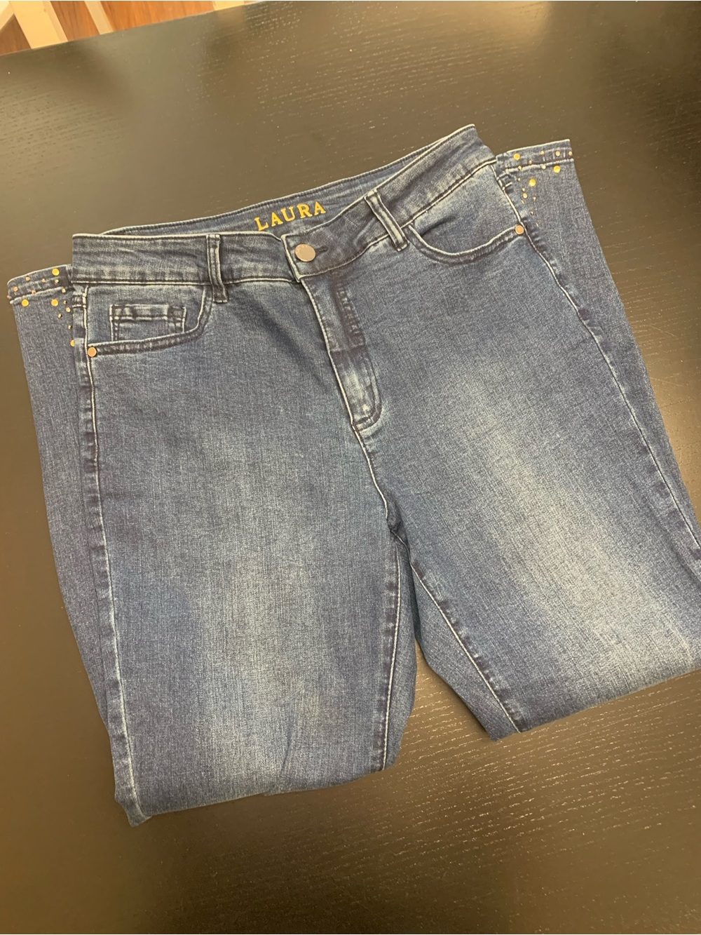 Laura Size 8 Denim Jeans with Silver Accents